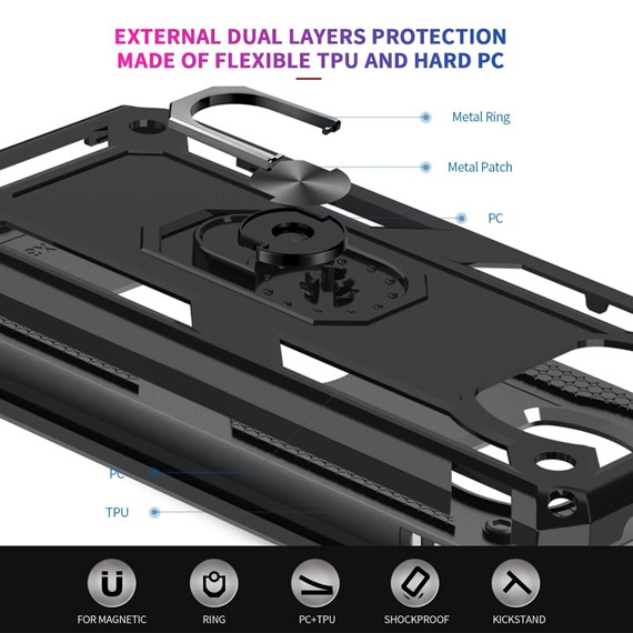 CaseUp Xiaomi Poco X3 Pro Kılıf Magnetic Ring Holder Siyah 4
